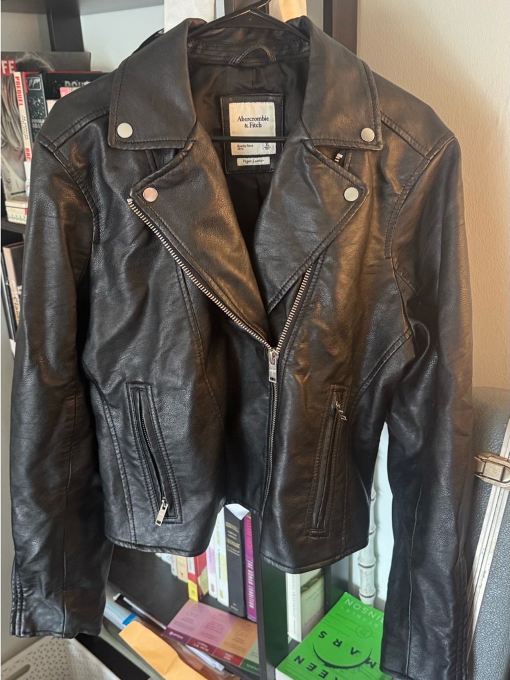 Abercrombie & Fitch Black Leather Asymmetric Moto Jacket - Picture 2 of 4